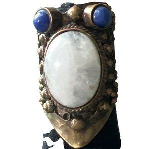 Artisan Ethnic Etrucsian White Moonstone Rings -- Size 5